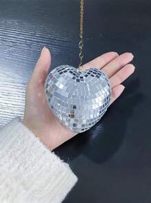 1pc Hanging Party Disco Ball Heart Shaped Mirror Disco Party Ornaments, Valentine's Day Hanging Ornament, Party Decoration, Room Decor, Home Decor - Multicolor - View 5
