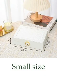 Hộp đựng trang sức 1/2/3 tầng có khóa, hộp đựng trang sức để trưng bày vòng cổ, nhẫn, bông tai, quà tặng cho phụ nữ nhân dịp tựu trường, trang trí phòng. - trắng - Xem 9