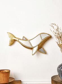 1pc Resin Material Mirrored Whale Wall Decor, Creative Mirrored Whale Home Decor Craft Statue, Special Mirror Surface Design, Suitable For Home Wall Decoration And Photography Props Gifts Birthday Graduation
