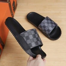 New Classic Men's Slippers, Dual-Color Plaid Pattern, Soft & Comfortable, Anti-Slip Sole, Suitable For Indoor, Bathroom, Beach, Quick-Dry, Thick-Soled, Anti-Odor EVA Men Slide Sandals