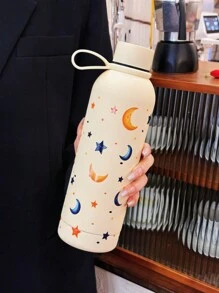 1 Stück 500ml/16.91oz Isolierbecher mit Sternen- und Mond-Motiv, hält Getränke heiß/kalt, Outdoor Sportflasche, Camping Becher, Reisebecher, Edelstahl, Auto Becher, geeignet für Schulanfang, Valentinstag, Muttertag und andere Feiertage, Geburtstagsgeschenk