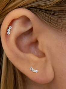 1 件 925 纯银精致心形蝴蝶十字耳钉平背软骨耳轮穿孔首饰适合日常佩戴婚礼派对订婚周年纪念情人节