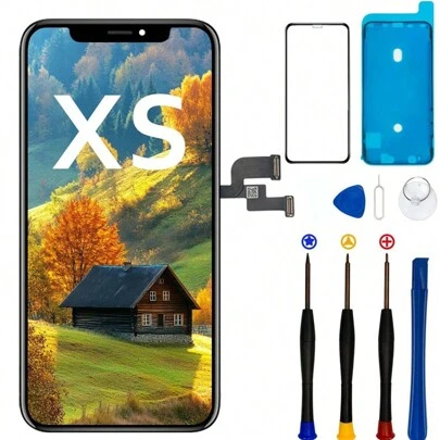Compatible With Iphone Xs LCD Screen Replacement 5.8 Inch Assembly Display And 3D Touch Screen Digitizer With Repair Tools Kit For A1920/A2097/A2098/A2099/A2100 With Waterproof Adhesive Tempered Glass
