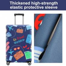 Funda protectora de equipaje, Cubierta de equipaje de viaje con cremallera ajustable para equipaje de 18 a 32 pulgadas, Elástica, a prueba de polvo y antirayones para equipaje con ruedas, con diseño de "Viaje por el mundo"