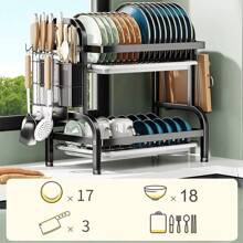 Escurridor De Platos De Acero Inoxidable De 2 Niveles - Negro - Ver 9