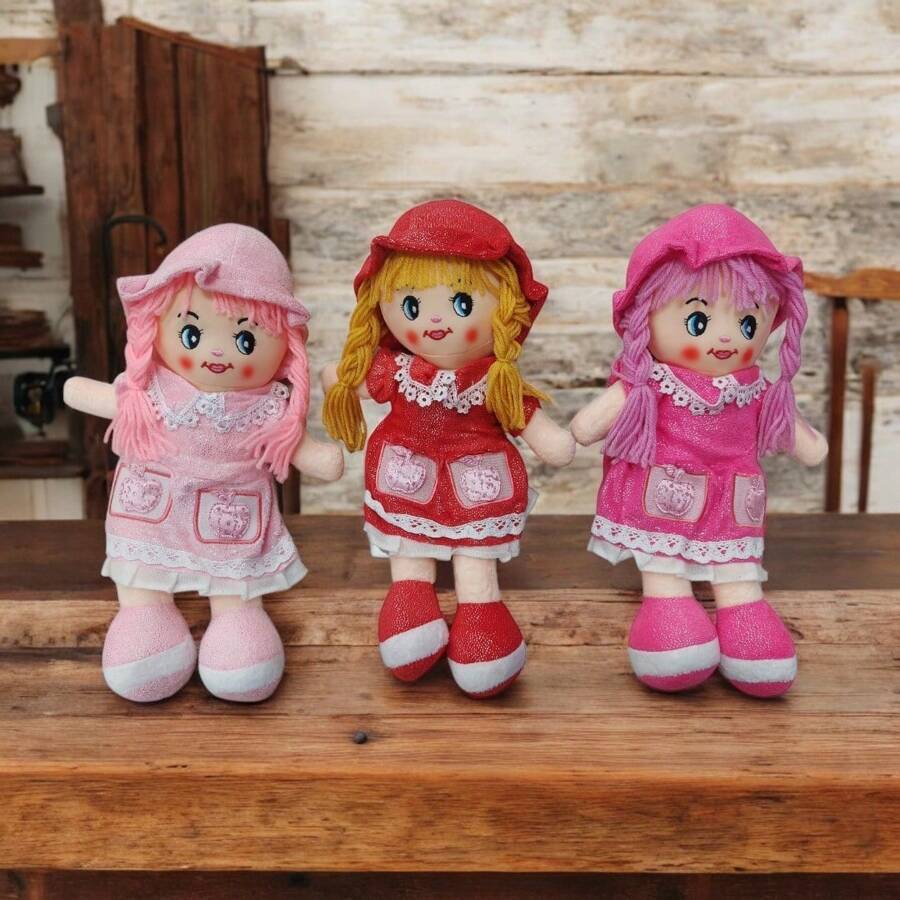 Adorable Cloth Doll With Braids Plush & Stuffed Collection For Teenager - Pink - View 1