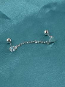 1 件不锈钢穿孔耳钉耳环吊坠方晶锆石耳链耳骨耳蜗耳蜗耳屏穿孔耳垂穿孔珠宝 - 如圖 - 查看 4