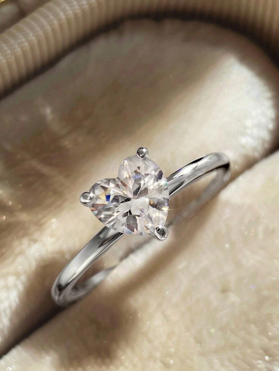 1 件精致、优雅、奢华的 S925 纯银心形戒指女士珠宝礼物生日礼物派对礼物