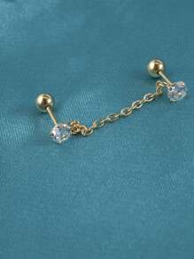 1 件不锈钢穿孔耳钉耳环吊坠方晶锆石耳链耳骨耳蜗耳蜗耳屏穿孔耳垂穿孔珠宝 - 如圖 - 查看 14