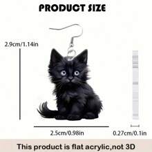 1pc Acrylic Cute Black Cat Earrings, Suitable For Travel, Party, Best Decoration, Great For Daily Wear, Best Gift For Family And Friends