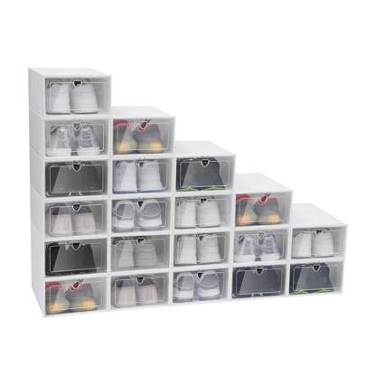 Boîtes à chaussures empilables en plastique, organisateur de rangement de chaussures avec porte transparente, conteneur de chaussures, vitrine de rangement de baskets, 20 pièces