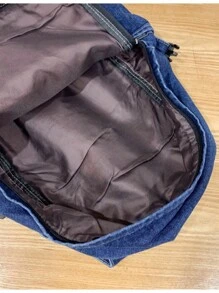 Men And Women Denim Backpack Casual Style Lightweight Jeans Backpacks Classic Retro For Work ,Travel,Daypack High-Capacity - Dark Blue - View 8
