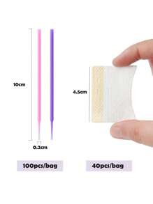 140pcs Eyelash Extension Removal Pads, Eyelash Cleansing Brushes And Nano Cleaning Swabs Set, Multi-Functional False Eyelash Application Tools