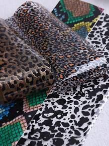 10 Sheets/Set Animal Texture Nail Art Transfer Paper, Leopard Snake Cow Texture Pattern Nail Transfer Stickers Winter Cute Nail Art Decoration Nail Salon DIY (Adhesive Not Included)