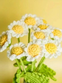 10pcs Handmade Crochet Daisy Flower Versatile Decor For Home, Car, Office, Charming Personal Touch, Simulation Flower Gift For Girlfriend Valentine's Or Teacher's Day Mother's Day Wedding Birthday Decor Gifts Graduation,Fall Decor,Autumn - Daisy Flower - View 6