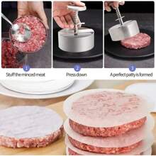 Hamburger Patty Maker Press 304 Stainless Steel Non-Stick Round Manual Rice Ball Mold Thickness Adjusted Kitchen Beef BBQ Tools