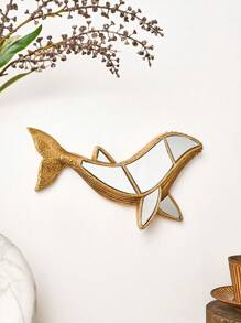 1pc Resin Material Mirrored Whale Wall Decor, Creative Mirrored Whale Home Decor Craft Statue, Special Mirror Surface Design, Suitable For Home Wall Decoration And Photography Props Gifts Birthday Graduation