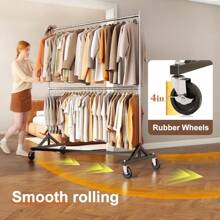 Deluxe Commercial Grade Rolling Z Rack With Base, Z Racks For Clothing, Heavy Duty Clothes Rack, 250kg Adjustable Hanging Rack, Portable Rolling Garment Rack With Wheels - 58 x 160 x 222 cm - View 3