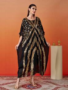 Missord Women's Elegant & Loose Arabic Style Dress - Black - View 4