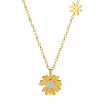 Small Daisy Necklace Cool Style Versatile Simple Clavicle Chain Necklace - Gold - View 8