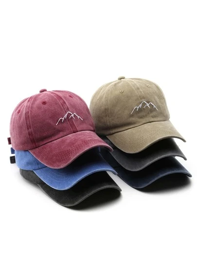 1pc Unisex Plain Minimalist Mountain Embroidery Baseball Cap, Suitable For Outdoor Activities, Fishing, Golf, Daily Wear, Vintage Versatile Adjustable Snapback, Ideal Gift