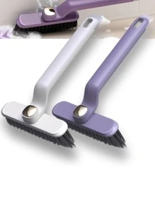 Cepillo de limpieza rotativo 2 en 1 - Plástico morado, cerdas duras a 360°, conector en forma de V, adecuado para baldosas de baño y limpieza de grietas, cepillo de limpieza de juntas de baño multifunción, cepillo de dientes para la limpieza de grietas del hogar 3 en 1 Multifuncional para baldosas, ranuras de puertas y ventanas, plumero, sin ángulos muertos decoración de baño del hogar Verano Regreso a la escuela