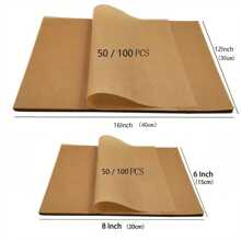 50/100PCS Sheets Of Unbleached Baking Paper, 12 X 16/6 X 8-Inch, Pre-Cut Non-Stick Baking Paper For Baking, Cooking, Grilling, Air Fryers And Steaming - Unbleached, Suitable For Half Pans - Multicolor - View 13