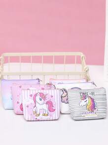 1 件独角兽卡通 PU 皮革化妆包、便捷储物袋、多功能防水旅行洗漱包