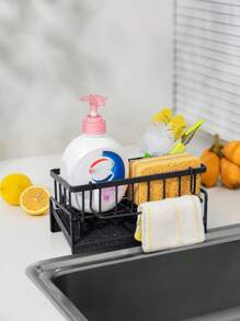 1 件装厨房水槽收纳架，厨房水槽海绵架，高刷架带自动排水托盘，洗碗皂刷洗碗布架，ABS 塑料材料，带隔板的收纳架（银色、黑色、白色）自动排水抹布架洗碗毛巾架，厨房，夏季海滩派对，食物，露营，储藏，房间装饰，厨房用品。（塑料款式，非常坚固） - 彩色 - 查看 5