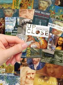 50 Stück Vintage Kunstgalerie künstlerischer Stil Sammeletikett Stubs Da Vinci Van Gogh berühmte Gemälde Aufkleber Handbuch Buch Handyhülle Laptop Gepäck Dekorative kreative Aufkleber, Schulmaterial, Schulanfang