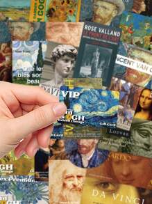 50 Stück Vintage Kunstgalerie künstlerischer Stil Sammeletikett Stubs Da Vinci Van Gogh berühmte Gemälde Aufkleber Handbuch Buch Handyhülle Laptop Gepäck Dekorative kreative Aufkleber, Schulmaterial, Schulanfang