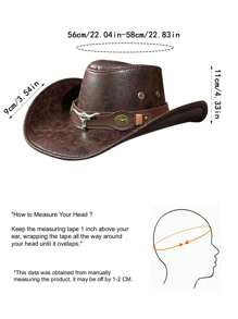 1pc Men's Multi-Color Bull Head Studded Leather Jazz Hat, Outdoor Sun Hat, Large Brim Western Cowboy Hat, Spring/Summer/Autumn