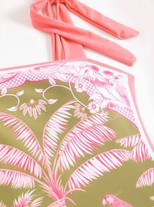 Frauen Sexy Spaghettiträger Blume Muster Bodycon Boho Strandkleid Badeanzug