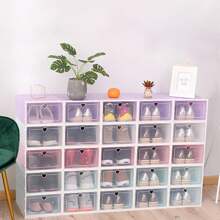 20Pcs Plastic Shoe Boxes Stackable Large Shoe Storage Boxes With Lids