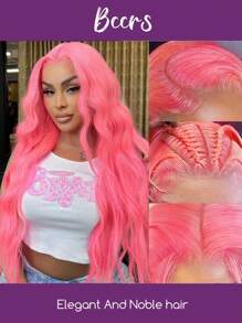 Pink Wig Human Hair 20 Inch Pink Lace Front Wig Human Hair Pre Plucked 13x4 HD Pink Human Hair Wig Body Wave Lace Front Wigs Human Hair 200% Dentiney Frontal Colored Wigs Human Hair With Baby Hair - Pink - View 3