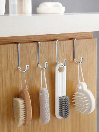 Suporte de ganchos duplos em aço inoxidável 304 em formato de S, conjunto com 6, 4 ou 2 peças. Resistente e sem furos, ideal para pendurar em armários e portas. Confortável e minimalista, perfeito para uso doméstico, banheiro e outros acessórios.