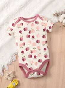 Set 4 Pañaleros Algodón Manga Corta Mamelucos Ropa De Bebés - Rosa Pálido - Ver 9