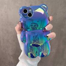 Cute Holographic 3D Bear Design Phone Case Compatible With Iphone 14 Pro Max, IPhone 13, 12Pro, 11