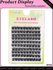 Pestañas postizas naturales con gran capacidad de 200 racimos con rizado D, de 12 mm de largo, densas y cruzadas, para hacer DIY