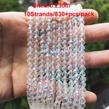 Al por mayor 10 hebras / 830+ piezas Cuentas de cristal brillante de 6 mm / Cuentas para vacaciones / Cuentas de cristal de estilo austriaco / Cuentas de cristal facetadas / Cuentas de cristal de forma redonda de colores para pulseras / collares / tobillos / aretes Haciendo joyas / Cuentas sueltas DIY / Cuentas espaciadoras de cristal / Decoración de boda / Decoración del árbol de Navidad / Decoración navideña / Decoración de la habitación