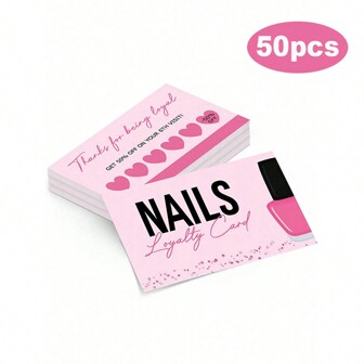 50pcs/Pack Nail Care Business Cards, Small Enterprise Nail Care Cards,Back To School,School Supplies