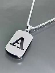 1pc A-Z 26 Letter Pendant Necklace, Titanium Steel Chain, Unisex Student Couple Accessories, Minimalist & Versatile Design,