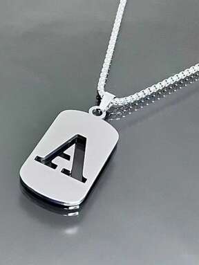 1pc A-Z 26 Letter Pendant Necklace, Titanium Steel Chain, Unisex Student Couple Accessories, Minimalist & Versatile Design,