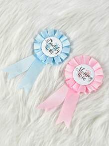2pcs/Set Random Baby Shower Party Mom To Be/Dad To Be Badges, Decorative Lapel Pin For Future Dad/Mom, Baby Shower Pin, Commemorative Gift - Multicolor - View 11