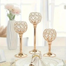 Elegant Metal Crystal Ball Glass Candle Holder With Windproof Glass Cover, Suitable For Restaurant, Living Room, Kitchen, Hotel Room, Show House Aromatherapy Candle Holder. Gold Crystal Candle Holder Home Decor, Candle Holder For Wedding, Candlelight Dinner, Applicable To Various Holidays, Christmas, Valentine's Day (Candles Not Included)