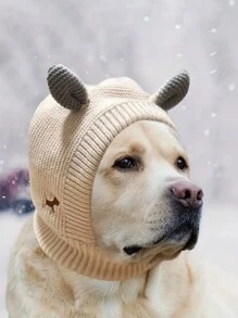 1 件装安静狗耳罩，噪音防护，宠物耳罩，针织帽，缓解焦虑，温暖冬季耳罩，适合中大型犬宠物头饰 - 彩色 - 查看 6