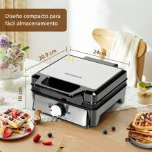 Aigostar Máquina de Gofres Eléctrica de 1200W, Plancha para Desayuno con Revestimiento Antiadherente, Capaz de Hornear 4 Gofres a la Vez, Ideal para Hogar o Restaurante - Negro - Ver 9