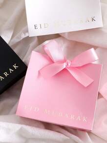 5 piezas, Cajas de regalo mini laminadas Eid Mubarak, negras, blancas y rosas clásicas, con cinta elegante, tamaño: 11,5 * 10 * 4,5 cm - Perfectas para regalar caramelos, chocolates y pequeños recuerdos