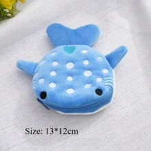 Cartoon Shark Plush Coin Purse Zipper Case, Decor Accessories Pendant Small Gift - Blue - View 5