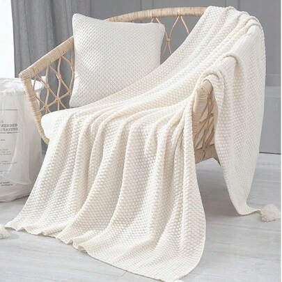 1入組素色流蘇裝飾蓋毯